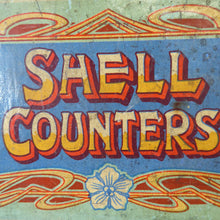 Load image into Gallery viewer, EDWARDIAN GAMES COUNTERS. Rare Art Nouveau Box with Original Shell Games Counters
