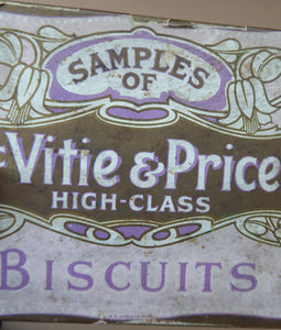 Early 20th Century Art Nouveau Tin with Paper Labels. McVities Biscuits