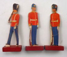 Load image into Gallery viewer, 1950s Box of Printed Card Toy Soldiers with Wooden Stands. MASCOT
