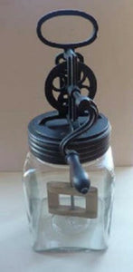 Large Antique Continental Glass & Metal (with nice wooden turned handle) 3 Litre Butter Churn