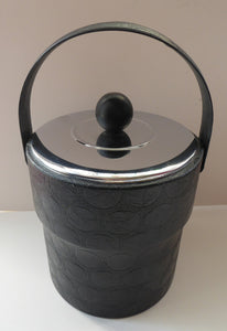 1970s Ice Bucket. White Plastic Interior with Embossed Black Polka Dot Exterior