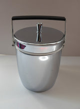 Load image into Gallery viewer, 1970s JAPANESE SPACE AGE Ice Bucket. Shiny Chrome Finish with Black &amp; Chrome Swing Handle
