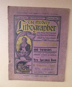 RARE 1905 ART MAGAZINE. The Modern Lithographer. Published London January 1905; Includes Genuine Art Nouveau Lithograph