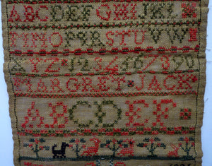 1821 ANTIQUE Embroidered Sampler. Genuine Scottish Regency Textile. White House Decoration by Margaret Jack of Troon