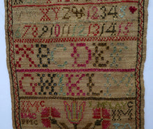 Load image into Gallery viewer, 1851 ANTIQUE Embroidered Sampler. Genuine Early Victorian Scottish Textile by I. McLay
