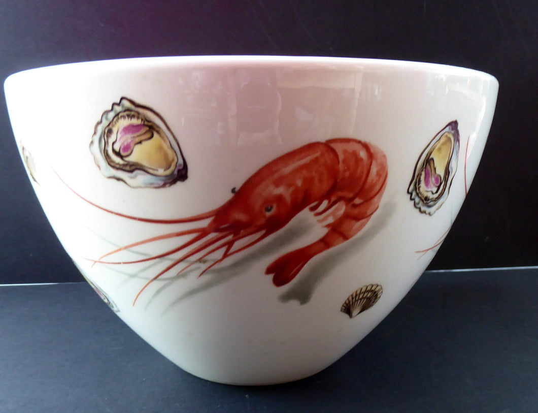 FIGGJO FLINT LARGE Norwegian Seafood or Prawn Salad Serving Bowl 1950s