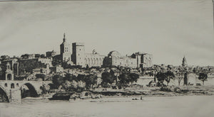 Stanley Anderson Drypoint Etching Avignon from the Rhone 1920s