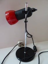 Load image into Gallery viewer, VINTAGE 1970s / 1980s  Red Enamel Metal Desk Lamp with Finger Switch. Good Condition
