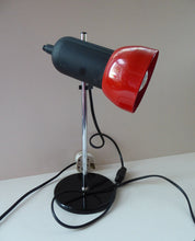 Load image into Gallery viewer, VINTAGE 1970s / 1980s  Red Enamel Metal Desk Lamp with Finger Switch. Good Condition
