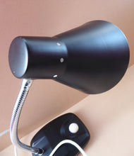 Load image into Gallery viewer, VINTAGE 1960s ENDON Black Enamel Metal Desk Lamp with Finger Button on the Base. Good Condition
