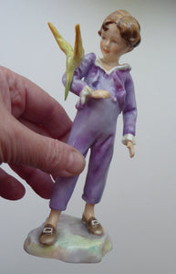 Vintage Royal Worcester Figurine The Parakeet. Modelled by Freda Doughty (3087). Rarer Purple Colour and Yellow Bird. PERFECT