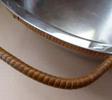 Load image into Gallery viewer, 1960s DANISH LUNDTOFTE Stainless Steel Serving Dish. Rare with Original Metal Cane Coated Serving Stand
