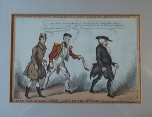 GEORGIAN PRINT. Satirical Print 1829 by William Heath. Entitled "Take care of your pockets - a hint for the orthodox"