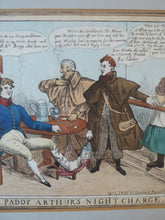 Load image into Gallery viewer, Georgian Satirical PRINT. Irish History Subject. Paddy Arthur&#39;s Night Charge 1829
