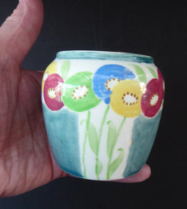 SCOTTISH POTTERY. Sweet Little 1920s BOUGH Ceramic Pot or Miniature Vase. Pretty Hand Painted Floral Design