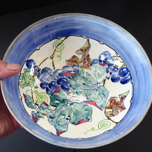 1920s Elizabeth Amour Large Bowl with Fruiting Vines / Grapes Decoration