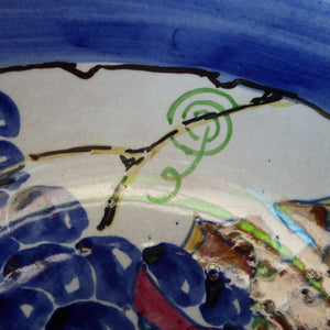 1920s Elizabeth Amour Large Bowl with Fruiting Vines / Grapes Decoration