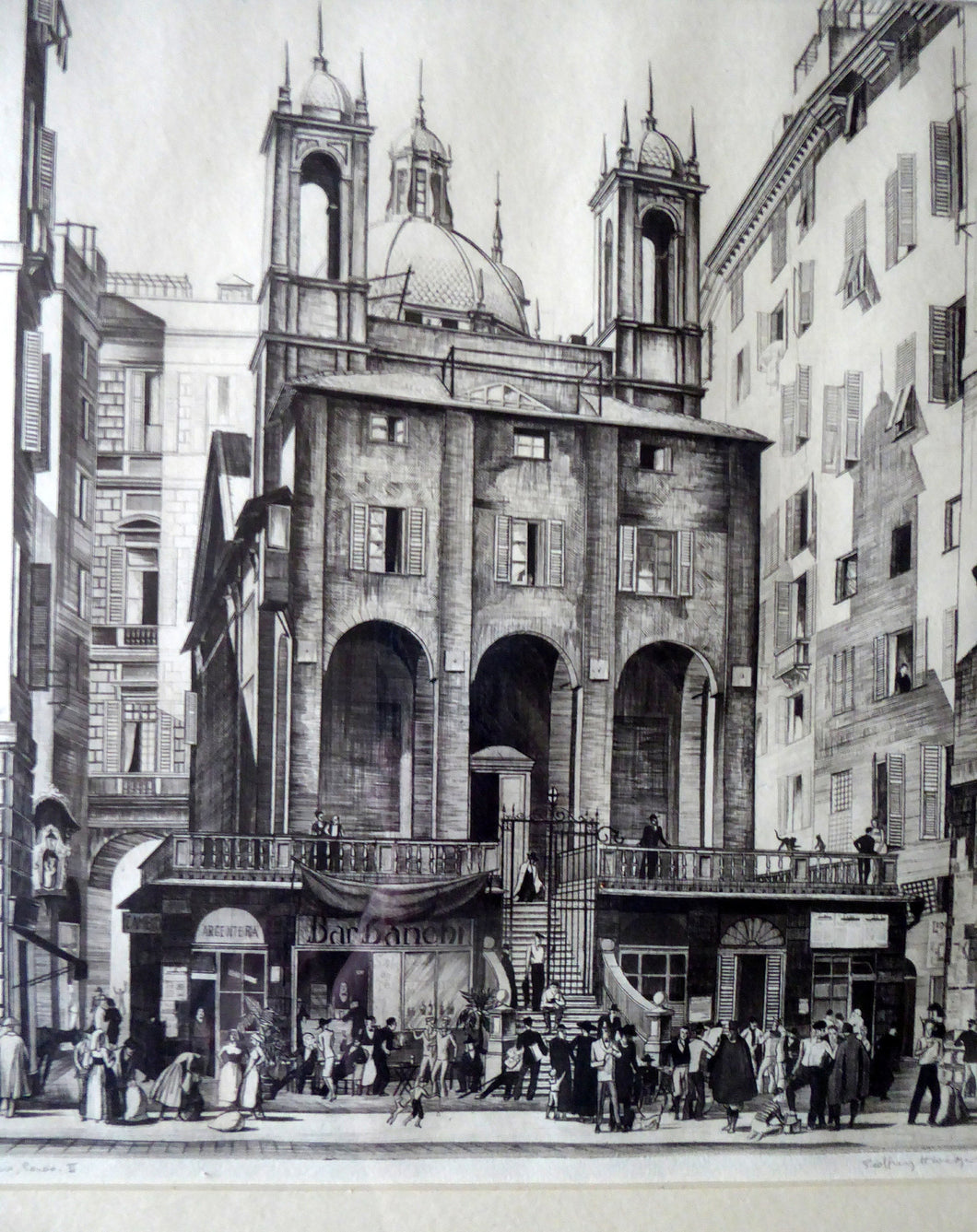St Peter's Church, Genoa by Geoffrey Wedgwood 1950s