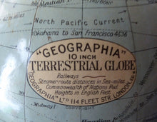 Load image into Gallery viewer, Terrestrial Globe by Geographica Ltd. 1930s ART DECO Desk Top Spinning Globe
