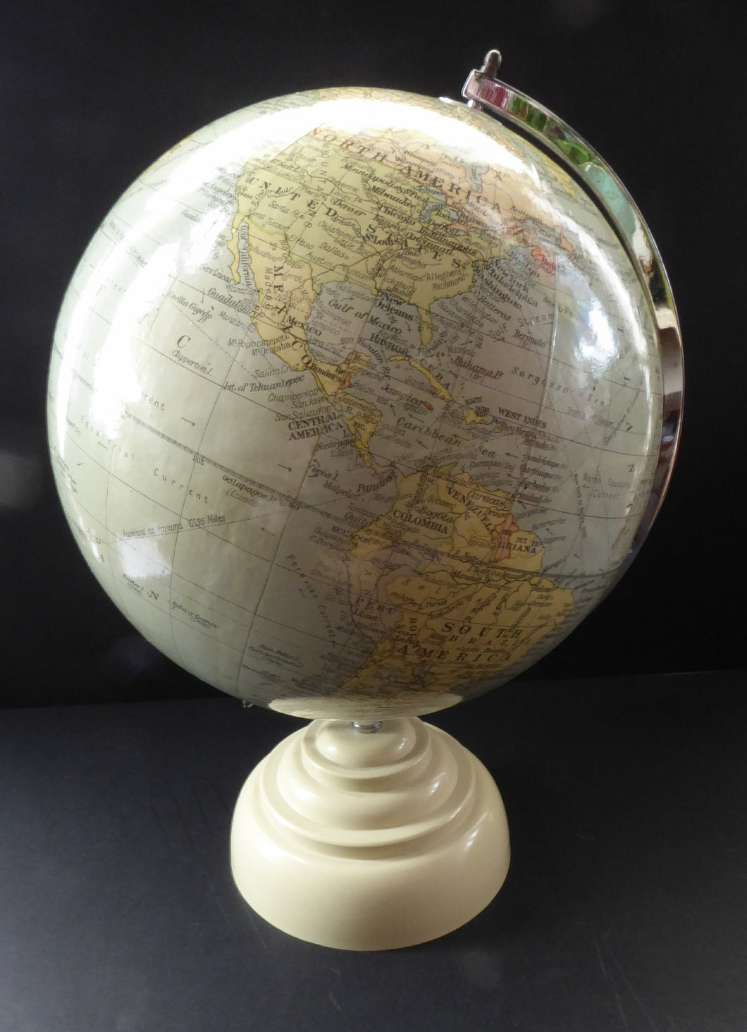 Terrestrial Globe by Geographica Ltd. 1930s ART DECO Desk Top Spinning Globe
