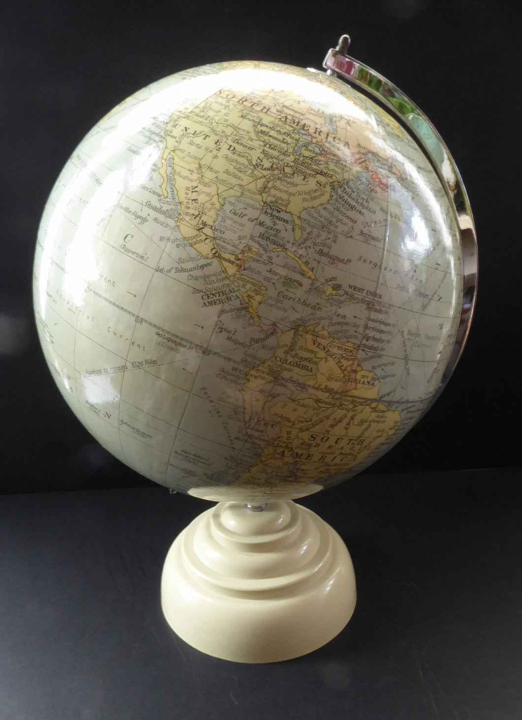 Terrestrial Globe by Geographica Ltd. 1930s ART DECO Desk Top Spinning Globe.