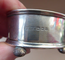 Load image into Gallery viewer, 1921 SOLID SILVER Pair of Table Salts with Simple Design. Original Fitted Bristol Blue Glass Liners. Excellent Condition.
