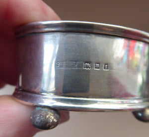 1921 SOLID SILVER Pair of Table Salts with Simple Design. Original Fitted Bristol Blue Glass Liners. Excellent Condition.