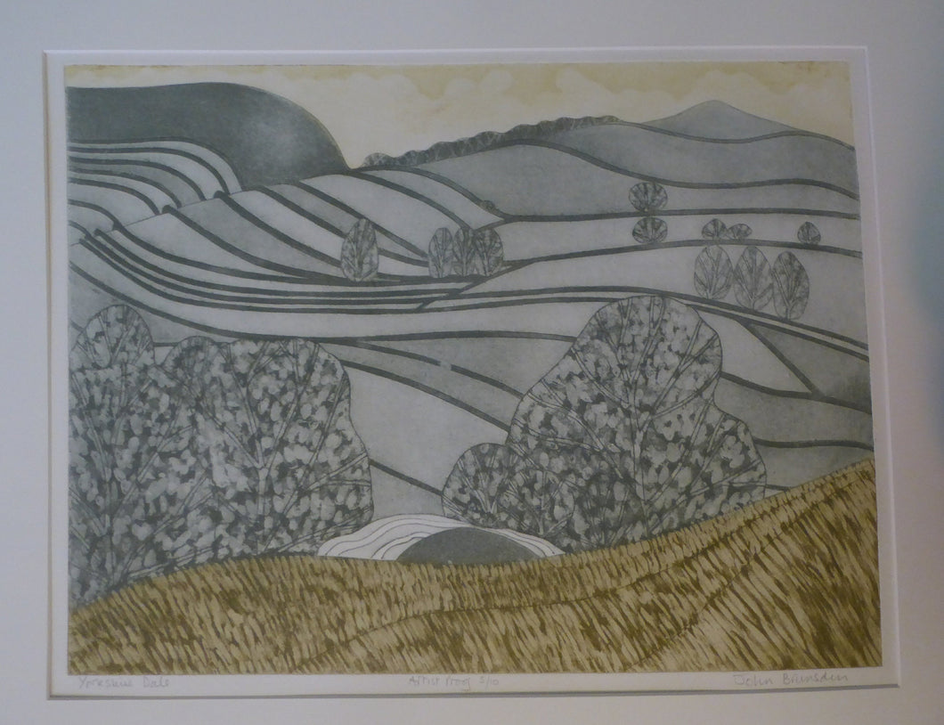 ORIGINAL ETCHING: John Brunsdon (1933 - 2014). Yorkshire Dales. Pencil Signed Limited Edition