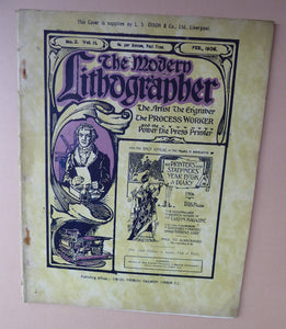 RARE 1906 ART MAGAZINE. The Modern Lithographer. Published London February 1906; Includes Genuine Art Nouveau Lithograph