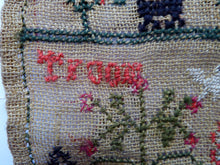 Load image into Gallery viewer, 1821 ANTIQUE Embroidered Sampler. Genuine Scottish Regency Textile. White House Decoration by Margaret Jack of Troon
