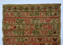 Load image into Gallery viewer, 1821 ANTIQUE Embroidered Sampler. Genuine Scottish Regency Textile. White House Decoration by Margaret Jack of Troon
