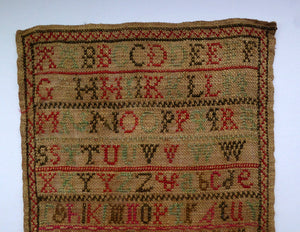 1851 ANTIQUE Embroidered Sampler. Genuine Early Victorian Scottish Textile by I. McLay