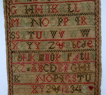 Load image into Gallery viewer, 1851 ANTIQUE Embroidered Sampler. Genuine Early Victorian Scottish Textile by I. McLay
