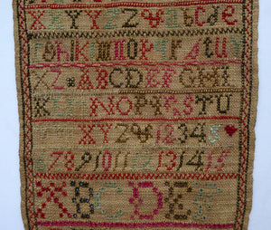 1851 ANTIQUE Embroidered Sampler. Genuine Early Victorian Scottish Textile by I. McLay
