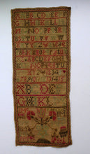 Load image into Gallery viewer, 1851 ANTIQUE Embroidered Sampler. Genuine Early Victorian Scottish Textile by I. McLay
