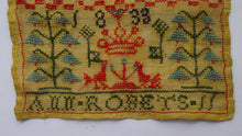 Load image into Gallery viewer, 1833 ANTIQUE Embroidered Sampler. Rarer William IV GEORGIAN Scottish Textile by Ann Roberts
