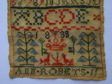 Load image into Gallery viewer, 1833 ANTIQUE Embroidered Sampler. Rarer William IV GEORGIAN Scottish Textile by Ann Roberts

