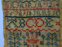 Load image into Gallery viewer, 1833 ANTIQUE Embroidered Sampler. Rarer William IV GEORGIAN Scottish Textile by Ann Roberts

