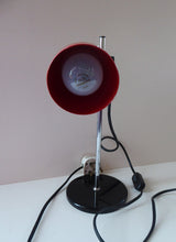 Load image into Gallery viewer, VINTAGE 1970s / 1980s  Red Enamel Metal Desk Lamp with Finger Switch. Good Condition
