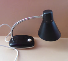 Load image into Gallery viewer, VINTAGE 1960s ENDON Black Enamel Metal Desk Lamp with Finger Button on the Base. Good Condition
