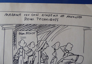 LISTED ARTIST. Large Vintage CARTOON by Bill Tidy. Humourous Sexual Techniques Classes