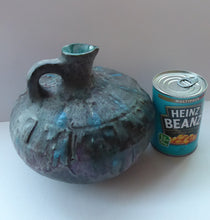 Load image into Gallery viewer, 1960s LARGE West German Ruscha ANTIK Glaze Vase with Handle. Black, Teal and Purple Lava Glaze. Model No. 62
