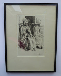 Alphonse Legros Etching Peasant Women from near Boulogne