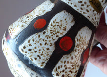 Load image into Gallery viewer, Vintage 1970s West German Pottery Handled Vase or Pitcher. JASBA WARE with Orange Polka Dot Pattern. 6 3/4 inches high
