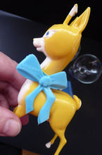 Load image into Gallery viewer, VINTAGE Babycham Job Lot: Small Plastic Babycham Bambi Fawn Model. 5 inches. Offered with two coupe glasses, beer mat and order pad
