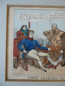 Georgian Satirical PRINT. Irish History Subject. Paddy Arthur's Night Charge 1829