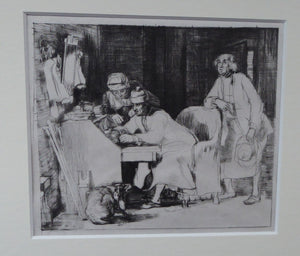 SCOTTISH ART. David Wilkie. The Lost Receipt. Original etching and drypoint on paper; c 1824. Wooden Frame