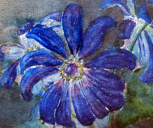 Load image into Gallery viewer, Kate Cameron Signed Watercolour of Blue Daisies Framed 
