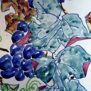 1920s Elizabeth Amour Large Bowl with Fruiting Vines / Grapes Decoration