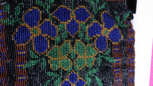 Load image into Gallery viewer, ART DECO Glass Beaded Bag with Unusual Black Clasp and Handle. LARGE Fabulous Vintage Evening Bag

